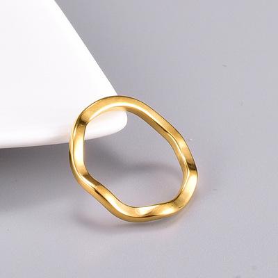 China Wholesale Trendy Tasty Ring New Design 18K Gold Plated Irregular Stainless Steel Ring for sale