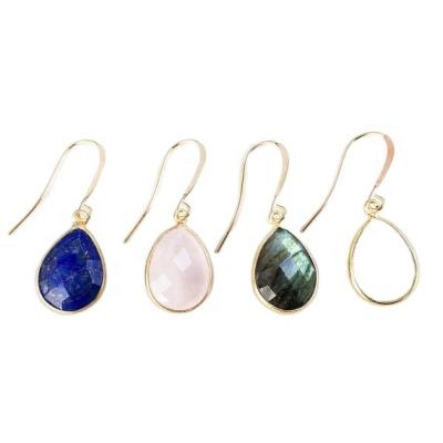 China CLASSIC Waterdrop Earring Dangle Minimalist Gold Plated Natural Quartz Gemstone Stone Dangle Earrings for sale