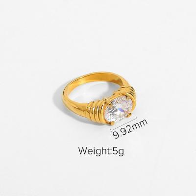 China FASHIONABLE White Zircon 18K 316L Stainless Steel Jewelry Female Wedding Gold Plated Ring for sale