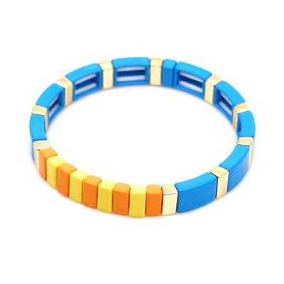 China Letter Bracelets Style Bohemian Multi Colors Square Alloy Beads Bracelet 2021 Birthday Gift Bracelet for sale