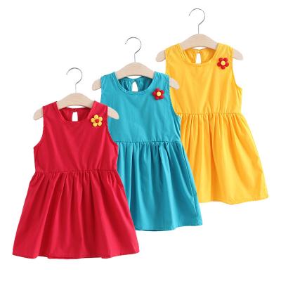 China Breathable 2023 New children's skirt girls dress Solid color printed dress children's set summer girls for sale