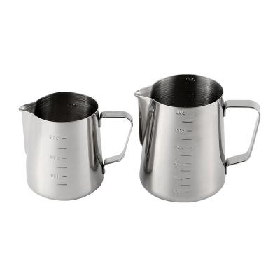 China Hot Selling Custom Logo Viable 400ml/14oz Milk Frothing Pitcher Espresso Steaming Frothing Pot 304 Stainless Steel Milk Jug Cup for sale