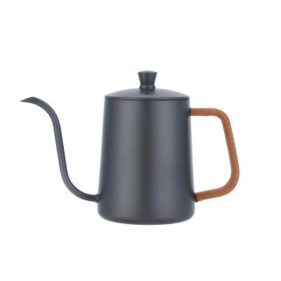 China Stocked Gooseneck Spout Coffee Drip Kettle Black Stainless Steel Spill Over Kettle for sale