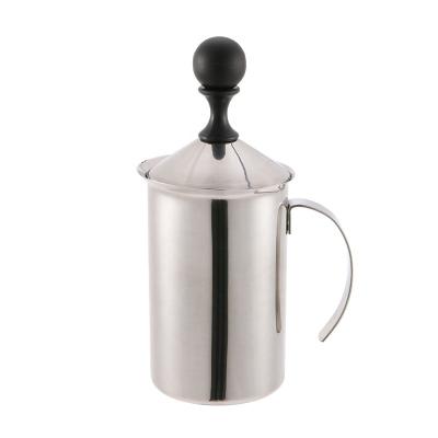 China Stocked 304 stainless steel manual coffee foamer manual coffee milk frother cappuccino milk cups for sale