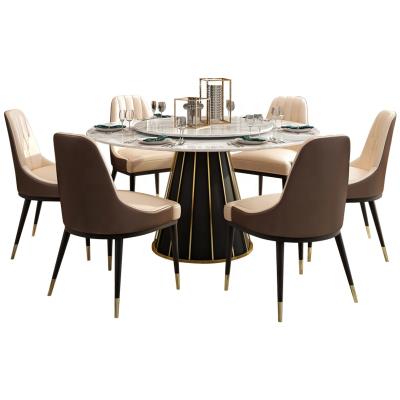 China (Other)Adjustable Modern Round Dining Marble Top Stainless Dining Tables Chairs For Living Hotel Restaurant Dining Chair Furniture Set for sale