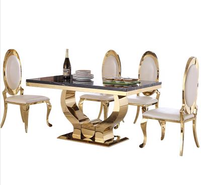 China Adjustable Marble Top Dining Table (Other) Luxury Hotel Furniture Living Room Furniture Stainless Set for sale