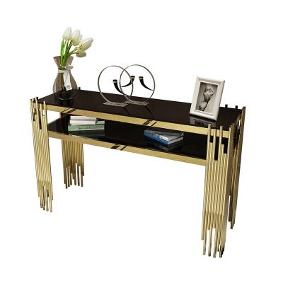 China Stainless Steel Extendable Metal Marble Countertops Can Be Customized Design Modern Luxury Console Table for sale