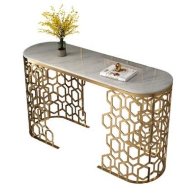 China Customizable Tea Extendable Luxury Simple Home Glass Countertops Metal Stainless Steel Furniture Console Table for sale