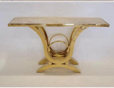 China (Others) Adjustable Stainless Steel Metal Console Table Modern High Quality Luxury Marble Worktops Customized Stainless Coffee Table Marble for sale