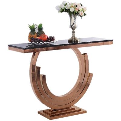 China Customizable High Quality Modern Luxury Marble Extendable Metal Countertops Stainless Steel Console Table for sale