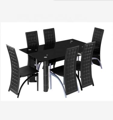 China (Others)New Modern Adjustable Tempered Glass Dining Table Chairs Set 6 Table Chairs Living Room Furniture Set for sale