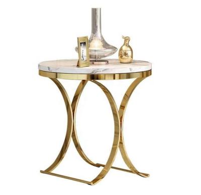 China Modern Single Extendable Marble Countertop Stainless Steel Design Home Round Coffee Table Set for sale