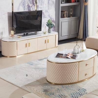 China (Other) New Modern Adjustable Wooden TV Cabinet Marble TV Stand Coffee Table for sale