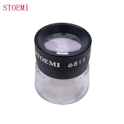 China Elimination of Aberration STOEMI 6813 10X Mini Portable Cylinder Round Acrylic Magnifying Glass Stand Magnifier Plastic Desktop Magnifier for Reading for sale