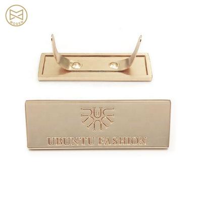 China Custom Metal Brand Plates Logo Bag Engraved Zinc Alloy Bags Fashion Accessory for sale