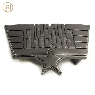 China Custom Experienced Manufacturer Matt Black Custom Metal Logo Embossed Mens Belt Buckle for sale