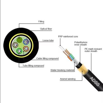 China 48 Core Adss Fiber Optic Cable Single Mode Fiber Optic Cable Armored China Fiber Optics Cable for sale