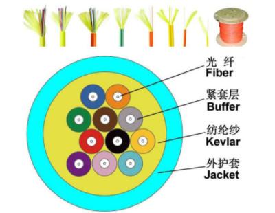 China G652D Aramid Yarn PVC Multi 12Core Strand Fiber Optic Cable Excellent Flame Retardart Jacket for sale