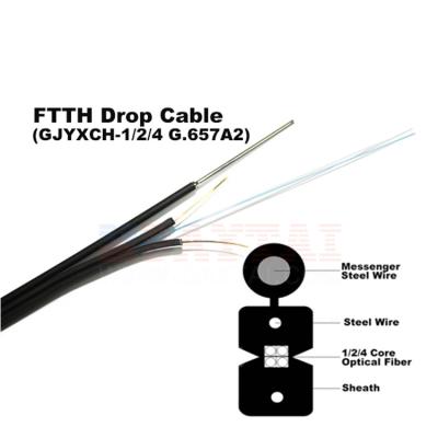 China FTTH Indoor Drop Cable GJYXCH  2 Core Single Mode Figure 8 shape Optic Cable for sale