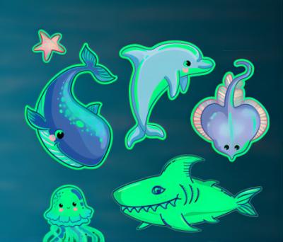 China Luminous Pattern Temporary Series Ocean Tattoo Sticker Glow Temporary Tattoos Sets For Kids Birthday Party for sale