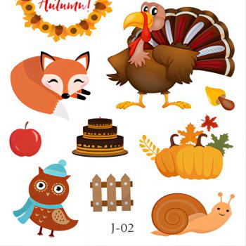 China Temporary Children's Cartoon Face Stickers Turkey Pumpkin Thanksgiving Waterproof Tattoo Stickers for sale