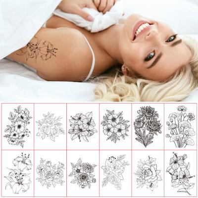 China 3D Painless Temporary Tattoo Sticker Painless Semi Permanent Tattoo Sticker Flower Arm Flower Arm Temporary Tattoo Stickers for sale