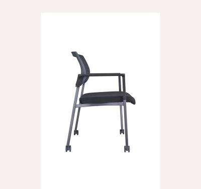 China Wholesale Price Foldable Stackable Mesh Meeting Training Elastic High Chair With Casters for sale