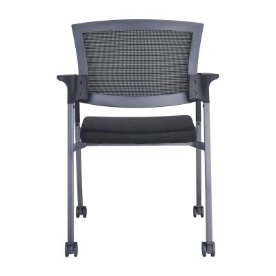 China Low Price Foldable Wholesale Stacking Chair Mesh Meeting Training High Elastic Chair With Casters For Conference Room for sale