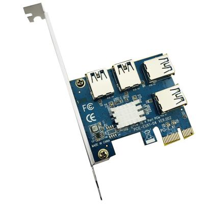 China Portable PCIe 1 to 4 PCI-E 1X4 PCI Slots 16X Riser Express Card to PCIE Slot Adapter Port Multiplier External USB3.0 Card for sale