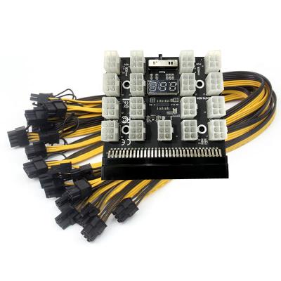 China Electronic Equipment 17 Ports Breakout Board Kit With 12pcs 6Pin To 6+2Pin 8 Pin Power Cables For Power Supply for sale