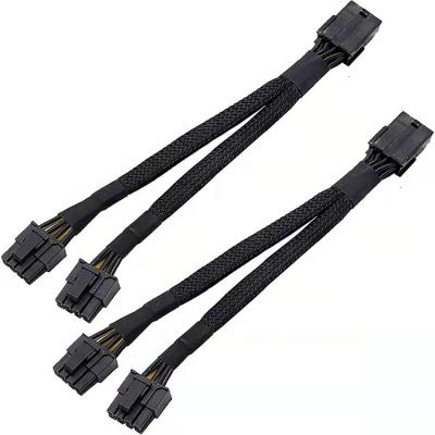 China Durable 8 Pin Female To Dual Pin PCI-E PCI Express 8pin 6+2 Pin Braided Cables Power Cable Sleeved Male Wire for sale