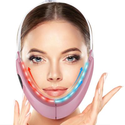 China Skin tightening current thin intelligent massage voice instrument face beauty light color hot compress emission micro to pull thin face V-shaped for sale