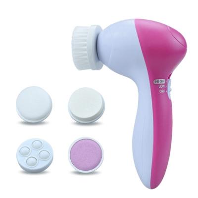 China Rotary Detergent Facial Hot Sale Electric Beauty Care Handheld Massager 5 in 1 Brush Facial Clean Face Brush for sale