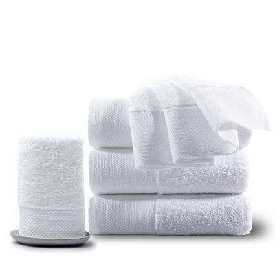 China Diamond Band Child Safe Luxury 100% Cotton Towel Sets Hotel Plain Cotton White Pure Organic Combed Face Hand Bath Towels for sale