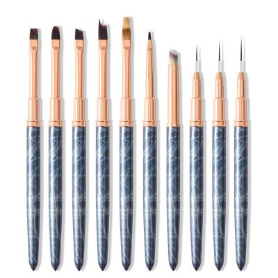 China New 10 Styles Nail Art Nail Art Set Brush Metal Handle Nylon Pen Hair Different Marbling Different Use for sale