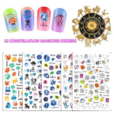 China Constellation 12 nail sticker set nail art paper sticker a set of 12 self-adhesive nail stickers for sale