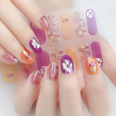 China Easy Apply And Remove Colorful Removable 3D Waterproof Sticker Art Nail Patch Hot Sale Drill Nail Gel for sale