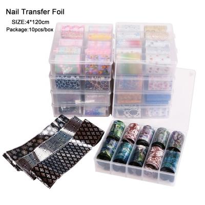 China Durable 23 Designs XKZ Series Nails 3D Sticker 10 Rolls /Box Snake Leopard Holographic Transfer Foil Decal for sale