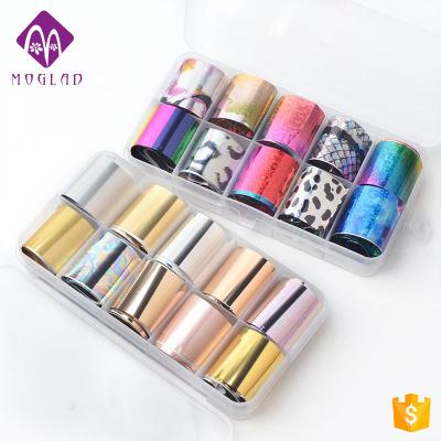 China Durable New Arrival 17 Designs Nails 3D Colorful Holographic Sticker 10 Rolls /Box Transfer Foil Decal for sale