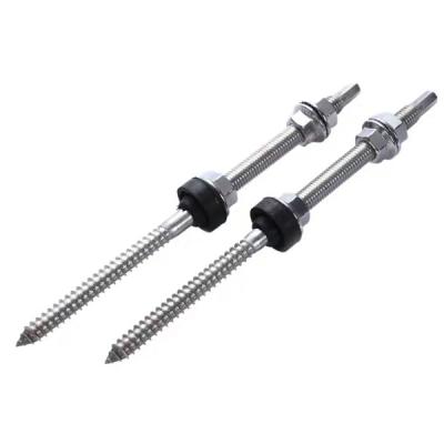 China HEX M10 200mm / 250mm Mounting SS304 Tin Roof Double End Screw Hanger Bolt / Solar Finger Screws for sale