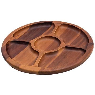 China Disposable Acacia Wood Divided Serving Dishes like Tray Serving Bowls for parties - perfect for chips and dip for sale