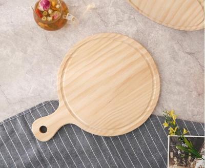 China Viable High Quality Wooden Chopper Around Pizza Bread Cheese Dishes With Handle Kitchen Accessories for sale