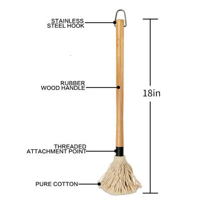 China Easily Cleaned Food Grade BBQ Basting Broom Tool With Replaceable Pure Cotton Heads Barbecue Tool Kit Basting Broom for sale