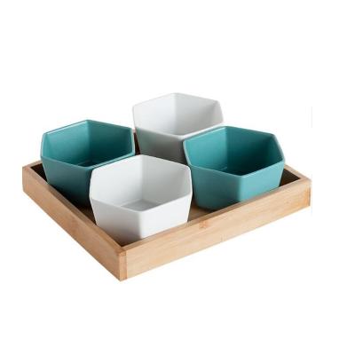 China Sustainable High Quality Bamboo Dish Candy Box Snack Storage Nut Fruit Fruit Tray Snack Storage Ceramic Dish Plates Sets For Home Restaurant for sale