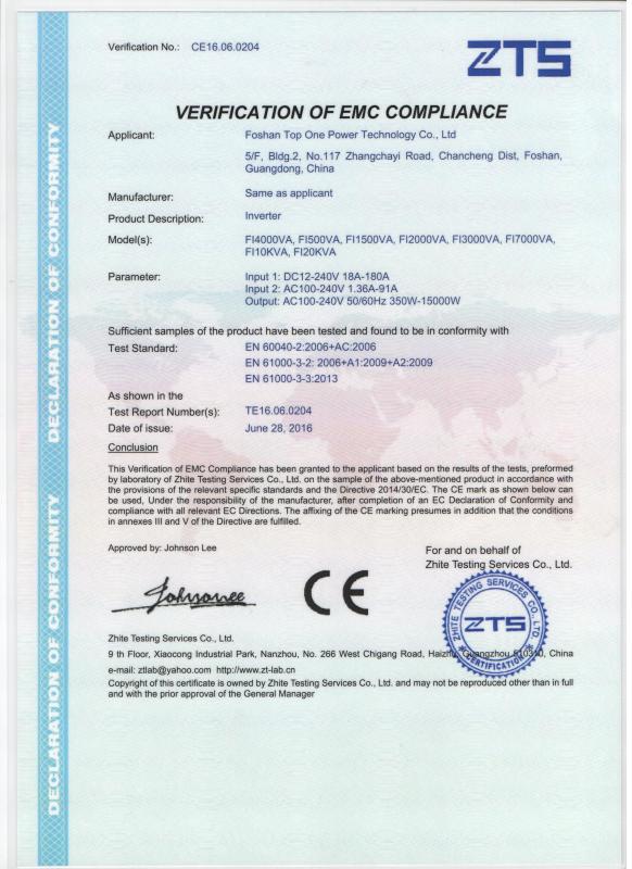 CE EMC - Foshan Top One Power Technology Co., Ltd