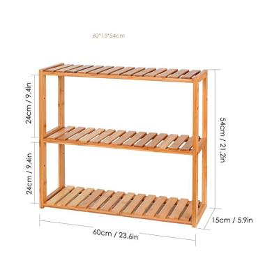 China Multifunctional Viable Sundries Storage Rack Bathroom Bamboo Shelf for sale