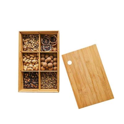 China Viable Creative Tray Snacks Container Bamboo Tea Food Storage Box For Dried Fruit for sale