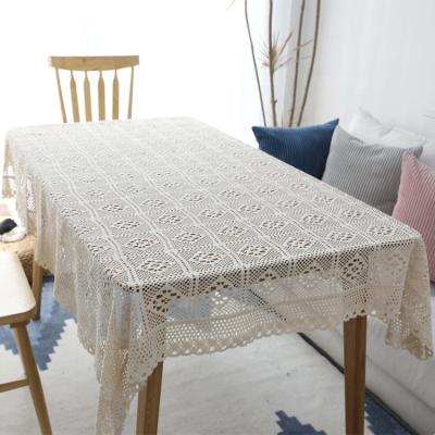 China Modern Customized Pastoralism Classic Crochet Lace White Tablecloth For Wedding for sale