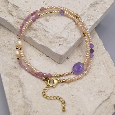 China Fashion Trendy Colorful Amethyst Pearl Small Summer Pearl Necklaces Freshwater Pearl Necklaces Jewelry for sale