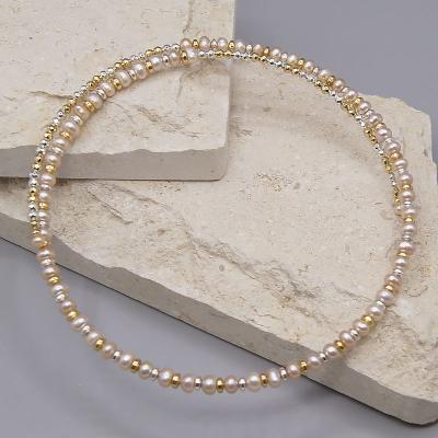 China CLASSIC Small Seed Pearl Multi Silver Gold Beads Jewelry Necklace Natural Freshwater Pearl Necklace for sale